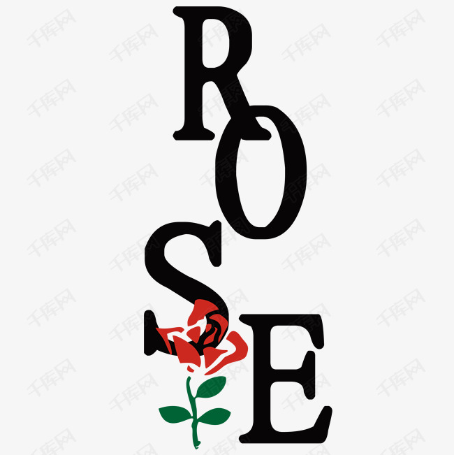 千库艺术文字频道为玫瑰英文艺术字艺术字体提供免费下载