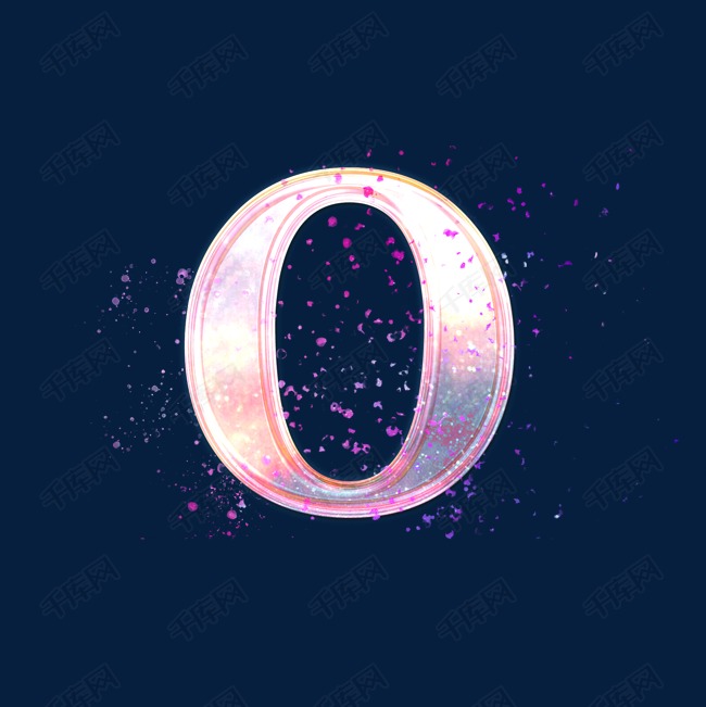 英文字母o创意星空梦幻水晶大气艺术字