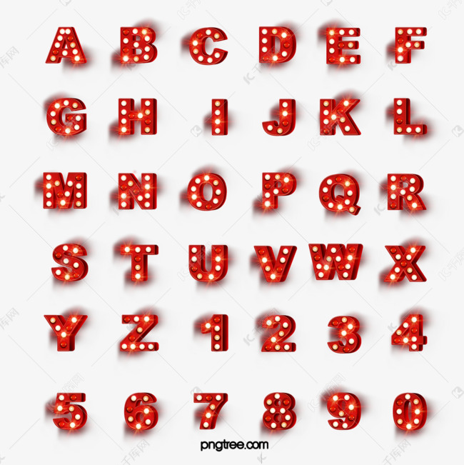 红色灯泡复古数字字母