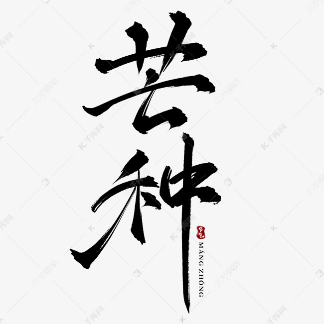 二十四节气芒种水墨中国风书法艺术字