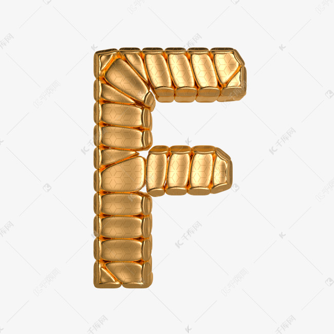 金属质感立体字母F