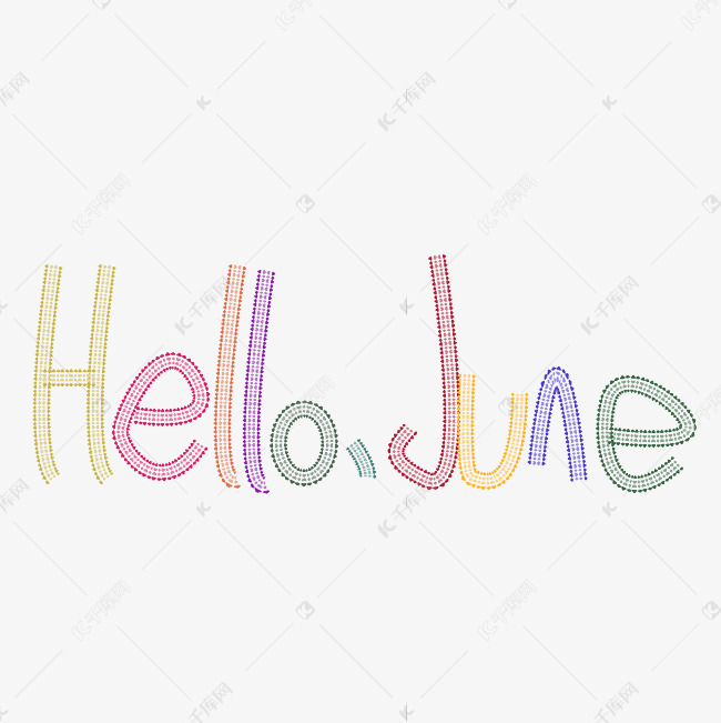 hello June 字母创意设计矢量图