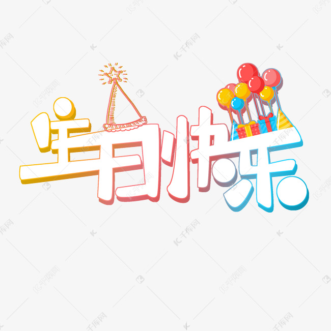 生日快乐原创彩色渐变艺术字