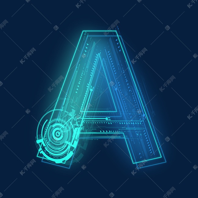 科技线条蓝色绿色字母A