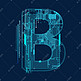 蓝色科技线条PSD字母B