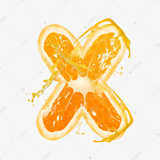 橙子橙汁橙色PSD字母X
