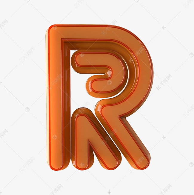 3D创意英文字母玉石效果R