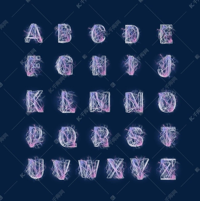 炫酷闪电蓝色紫色字母合集