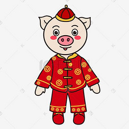 猪年吉祥物图片_红色可爱卡通猪年吉祥物