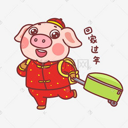 中国风边框图片_吉祥物金猪表情包回家过年插画