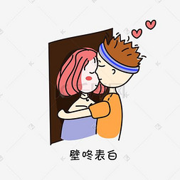 七夕节图片_可爱卡通壁咚表白表情包
