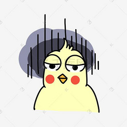 难受不开心可爱手绘黄色鹦鹉表情