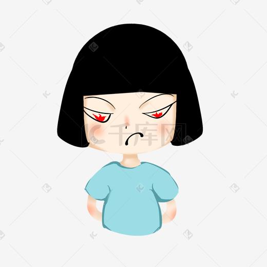可爱小女孩生气表情插画