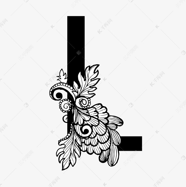 黑白奢华字母l艺术字