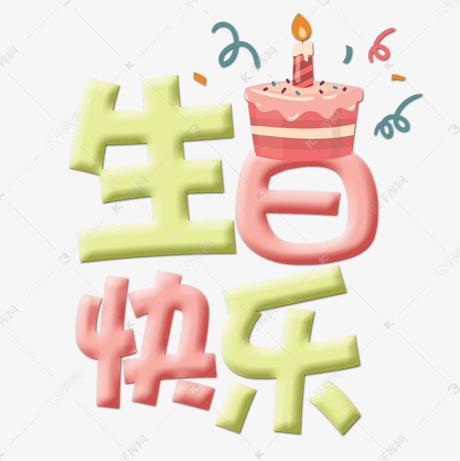 千库原创艺术字生日快乐