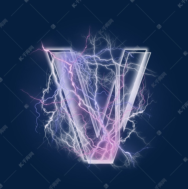 蓝色紫色字母v创意艺术字设计快来千库吧