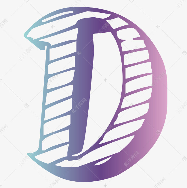 矢量彩色精致大写字母d装饰字体千库原创