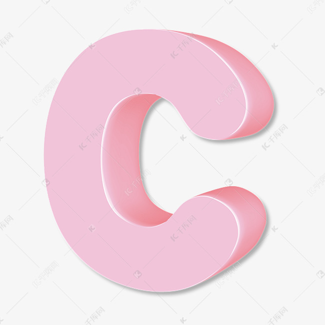 粉色可爱英文字母c立体矢量免抠字体