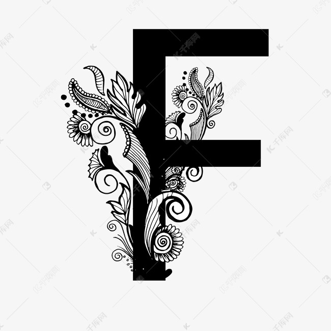 黑白奢华字母f艺术字艺术字设计图片-千库网