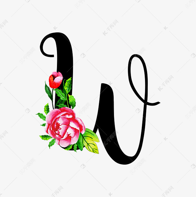 创意手绘手写体字母w艺术字设计图片-千库网