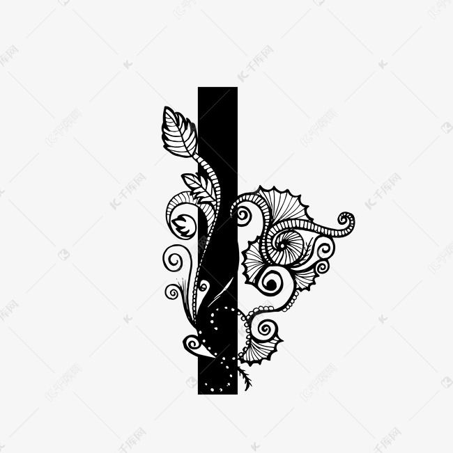 黑白奢华字母i艺术字