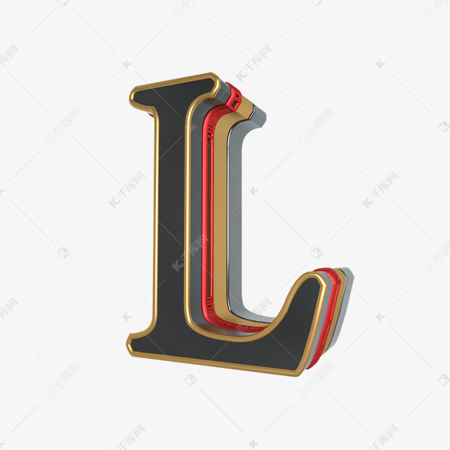 彩色条纹立体艺术英文字母l