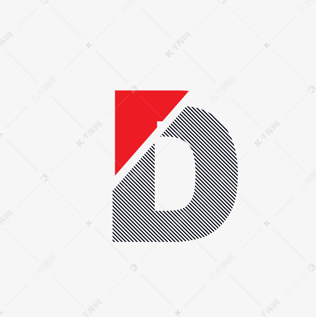 红与黑切割状条纹时尚字母d艺术字设计图片-千库网