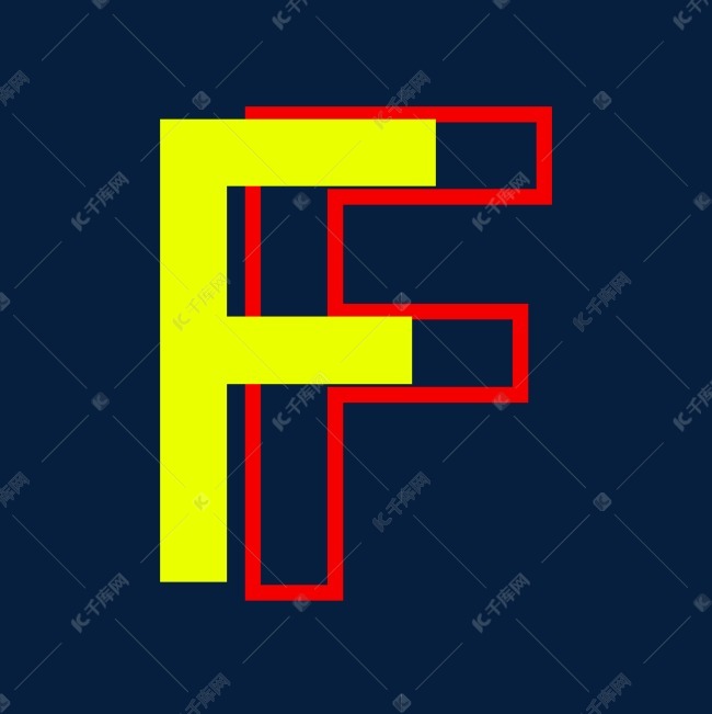 创意时尚重叠字母f艺术字设计图片-千库网