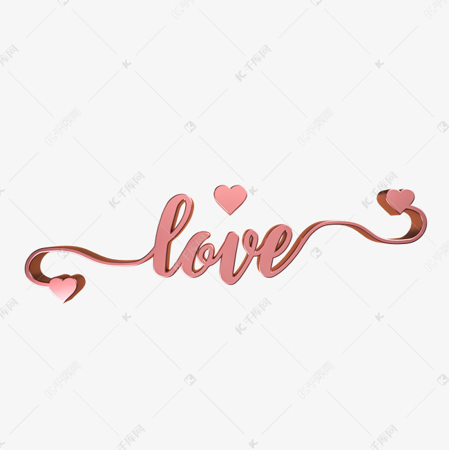 love花体英文金属立体字
