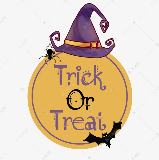 千库原创trick or treat万圣节卡通艺术字