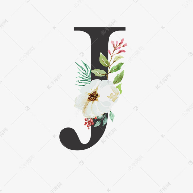 创意婚礼季字母j浪漫花朵