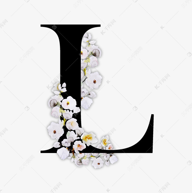 千库艺术文字频道为奢华大牌中国风花朵字母l装饰艺术字体提供免费