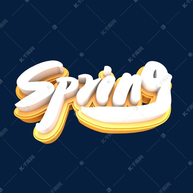 spring创意春天词汇立体字设计