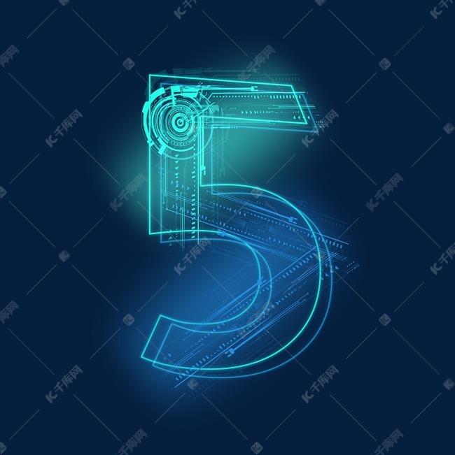 蓝色绿色数字5创意艺术字设计快来千库吧