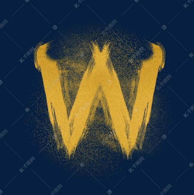 金色沙子金沙psd字母w艺术字设计图片-千库网
