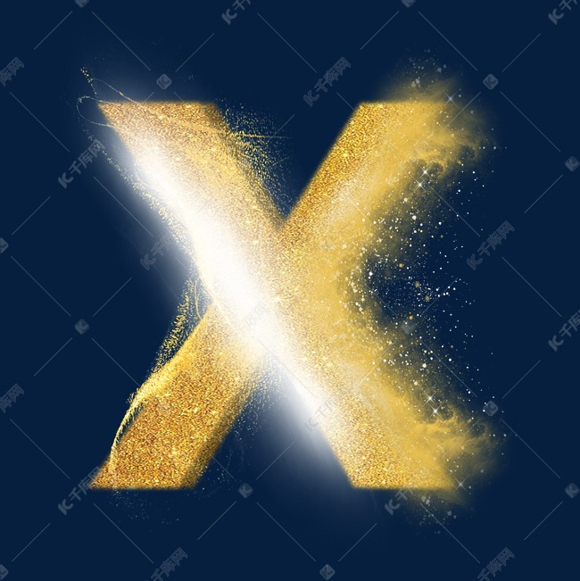 炫酷金色沙子光效字母x
