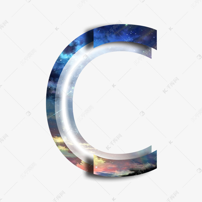 创意星空蓝色立体字母c艺术字