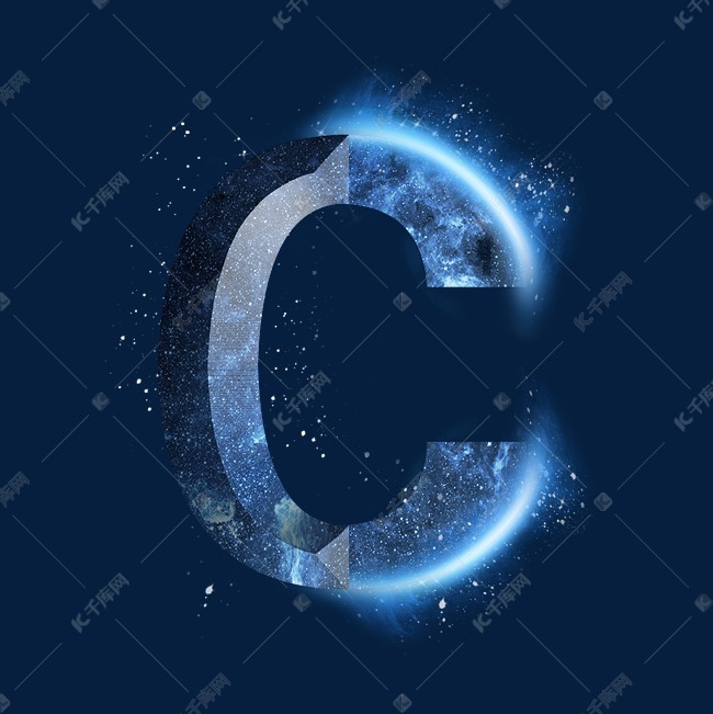 炫酷蓝色星空星辰字母c