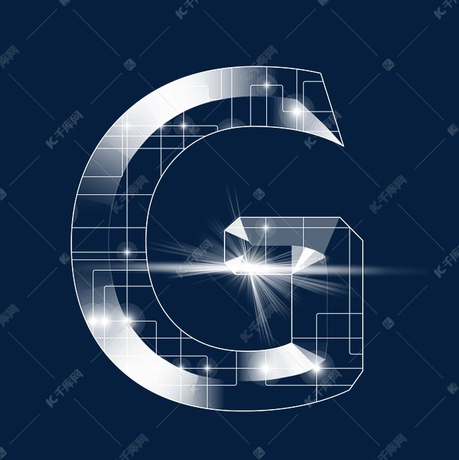 千库艺术文字频道为透明线条光效psd字母g艺术字体提供免费下载