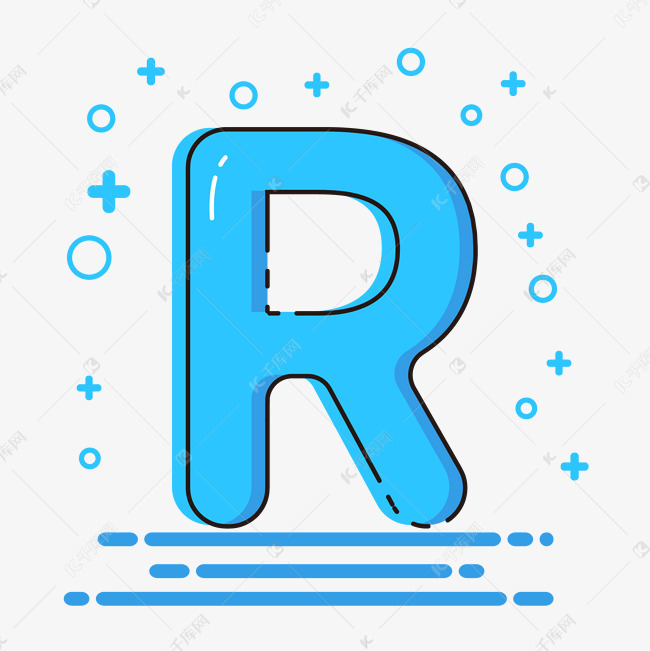 可爱卡通风格字母r