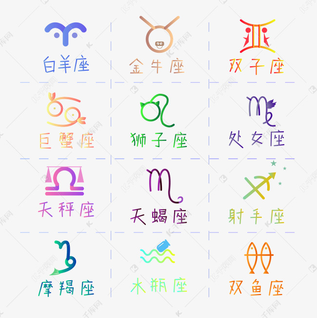 十二星座艺术字艺术字2019-04-29发布,千库艺术文字频道为十二星座