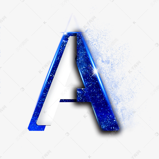 千库艺术文字频道为蓝色星空字母a艺术字体提供免费下载
