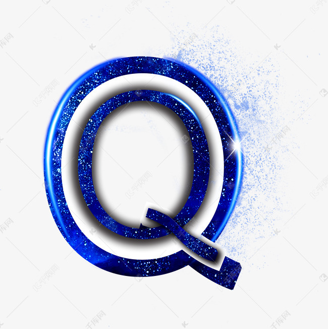 千库艺术文字频道为蓝色星空字母q艺术字体提供免费下载