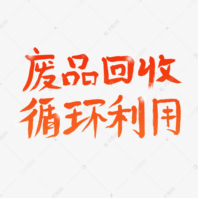 废品回收循环利用艺术字2019-07-13发布,千库艺术文字频道为废品回收