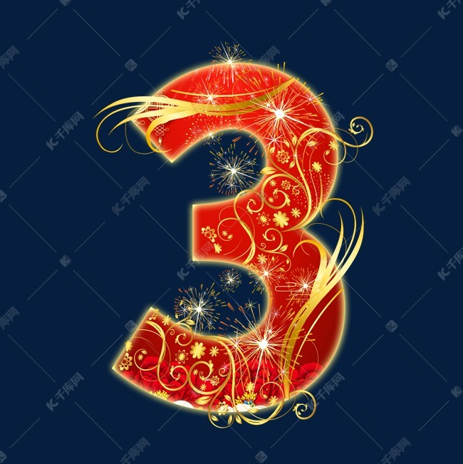字体来源:作者自己创作的艺术字体  红色喜庆数字3艺术字2019-07-23
