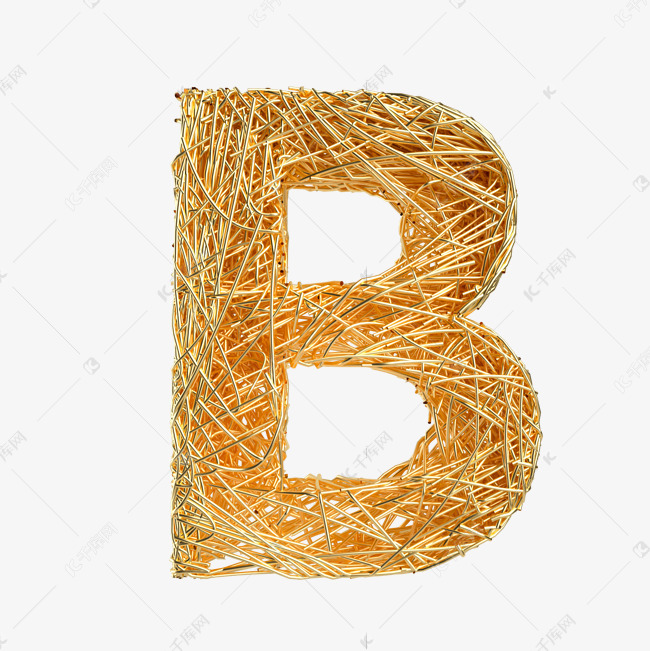 金属抽象线条字母b艺术字设计图片-千库网