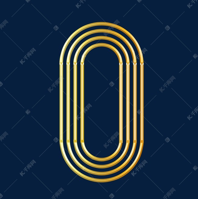 金色线条浮雕数字0
