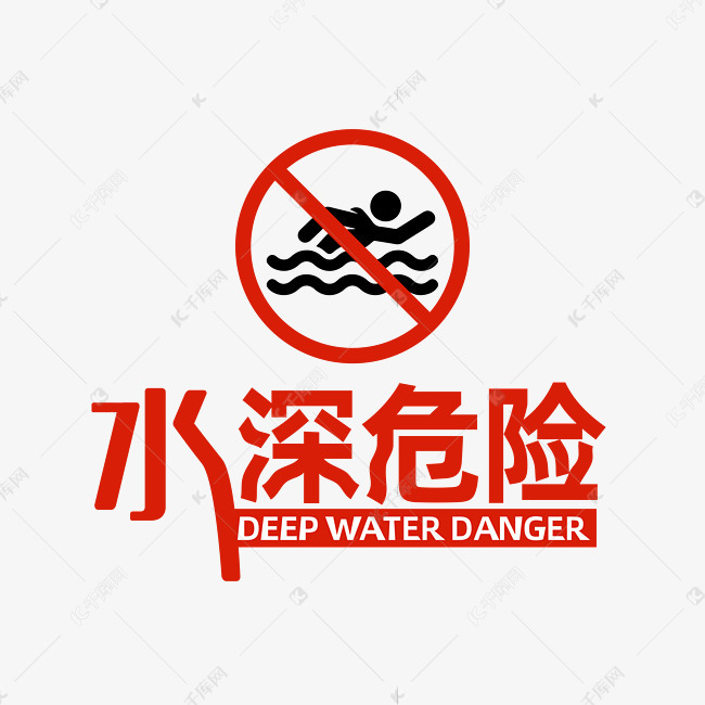 水深危险珍爱生命告示牌标语艺术字