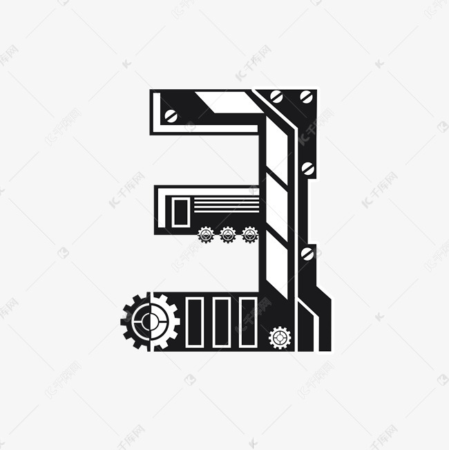 艺术字库 机械数字3 机械数字3创意艺术字设计字体来源:作者自己创作
