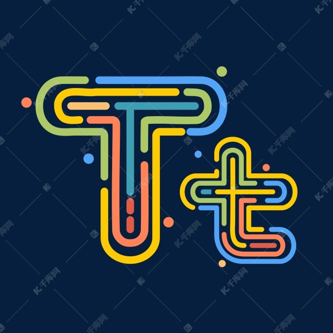 创意卡通线条字母tt